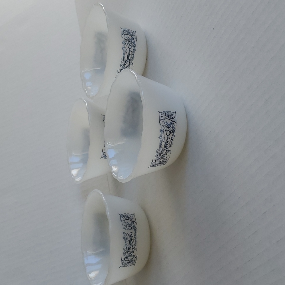 Milk Glass Custard Cups Bowls Ruffle Top Edge set of 4